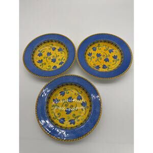 Pretty Bright Blue and Yellow Furio Bowl Made in Italy Dishwasher Safe lot of 3